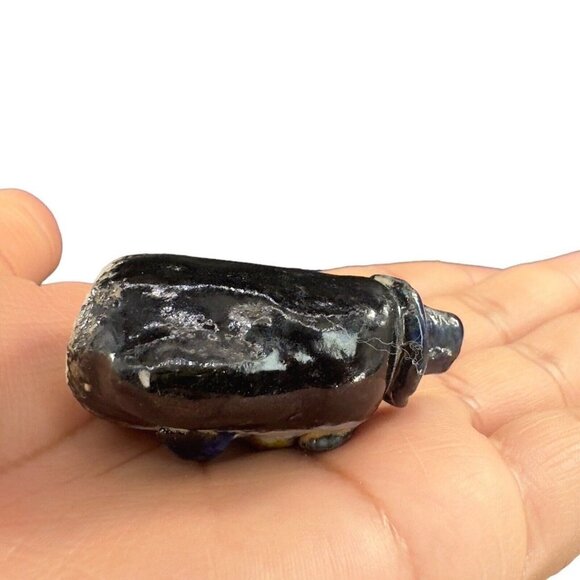 Studio Art Pottery Miniature Penguin Figurine Bird Wearing A Black Hat Signed - Picture 7 of 10